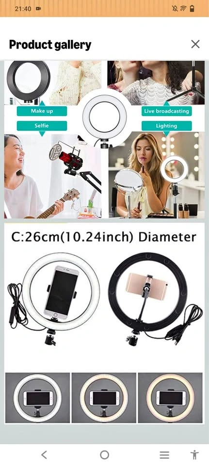 Ring Light, Dimmable with 3 Light Modes & 10 Brightness Levels