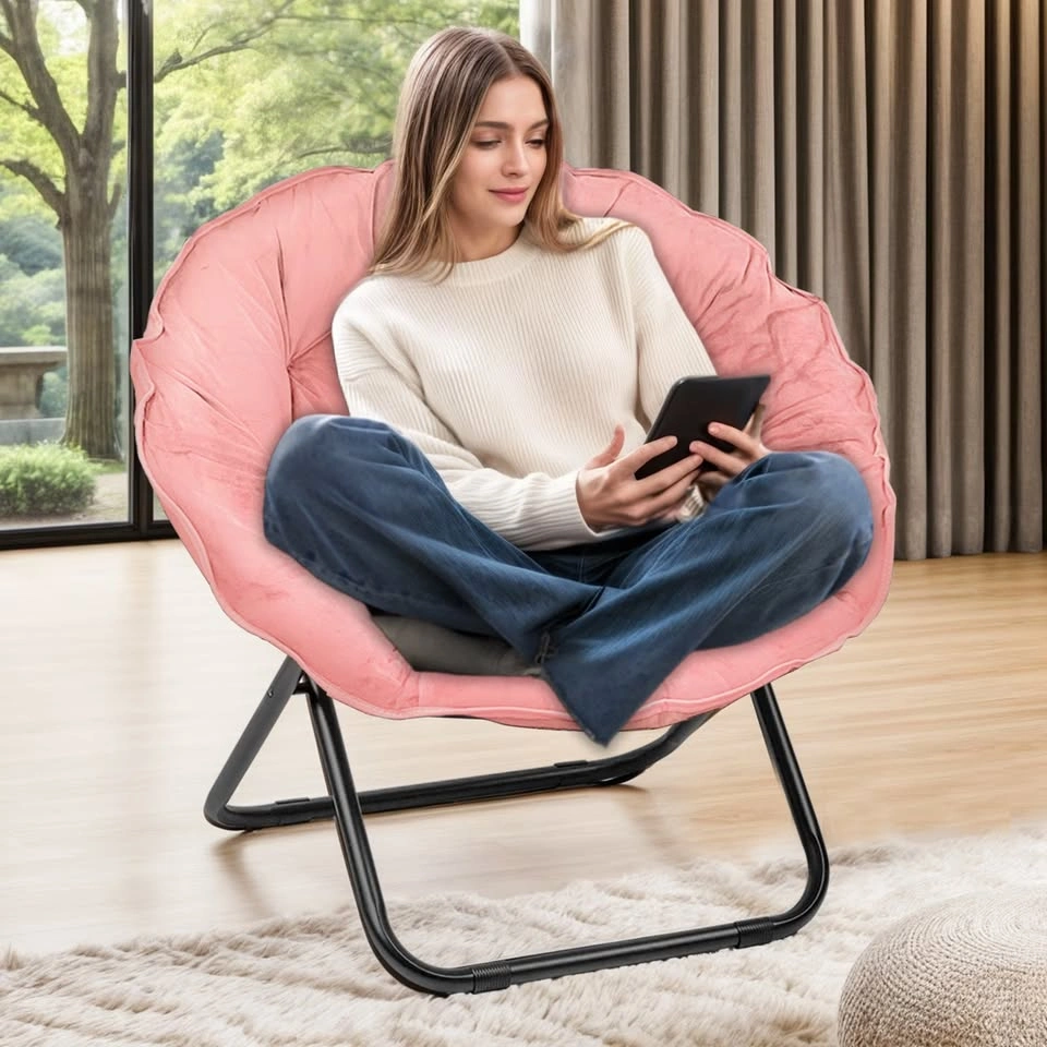 New Foldable Oversized Moon Saucer Chair (3 pink, 1 grey) - photo 2