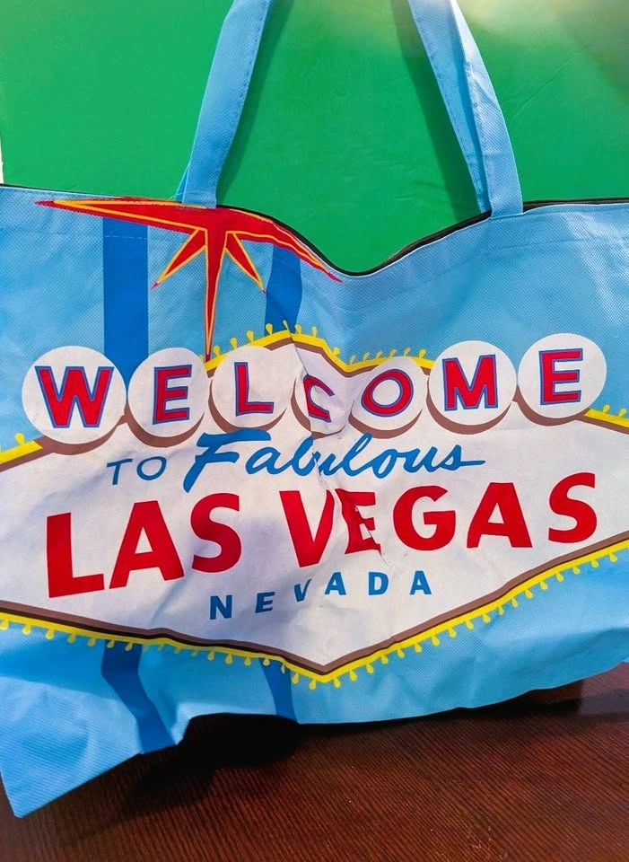 Travel/Pool Shoulder Bag (Las Vegas Print, Lightweight, Light Bl