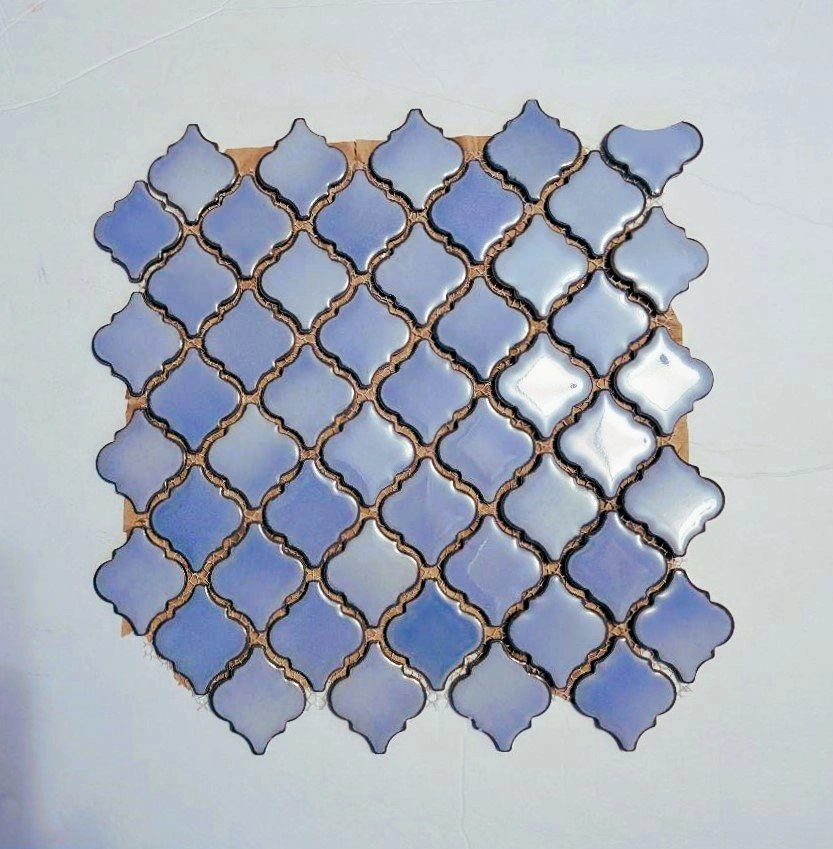 Backsplash Tile - Polished Ceramic Mesh Quatrefoil (12"x12", Lig