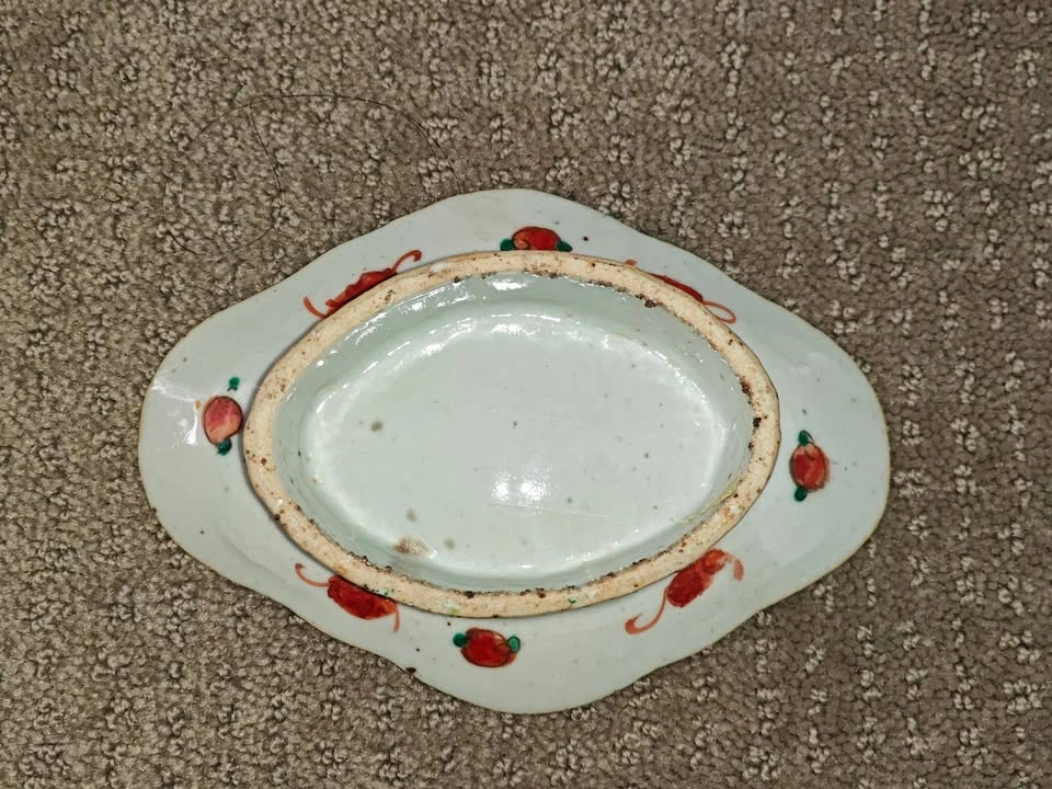 Antique Chinese Porcelain Famille Rose Floral Footed Plates - photo 5