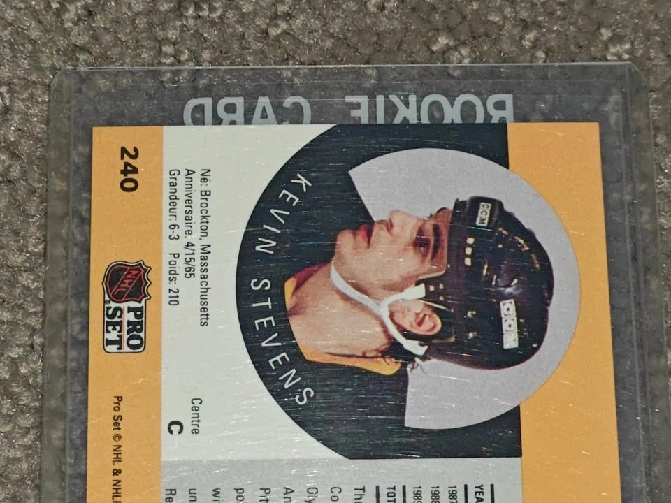 1990-91 Pro Set #240 Kevin Stevens Rookie Penguins Hockey Card - photo 5