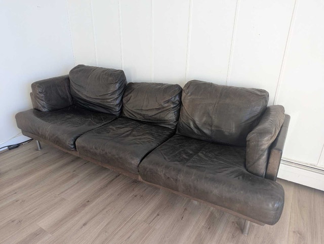 Genuine leather 3 seater sofa - photo 2