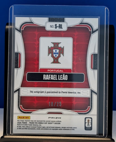 Rafael Leao 2026 Panini Prizm World Cup Blue Auto /25 #S-RL - photo 2