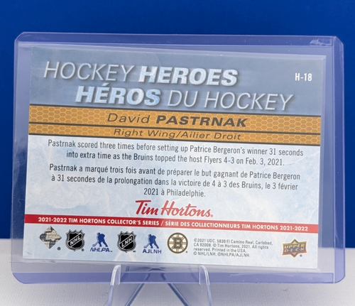David Pastrnak 2021-22 Tim Hortons Hockey Heroes #H-18 3D - photo 2