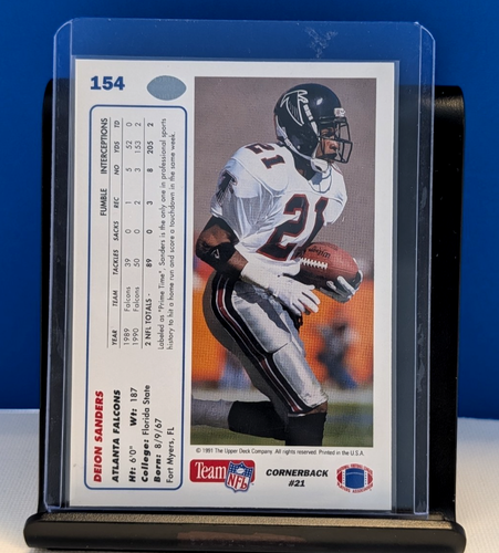Deion Sanders 1990 1991 Upper Deck 3 Card Lot RC Yankees Falcons - photo 4