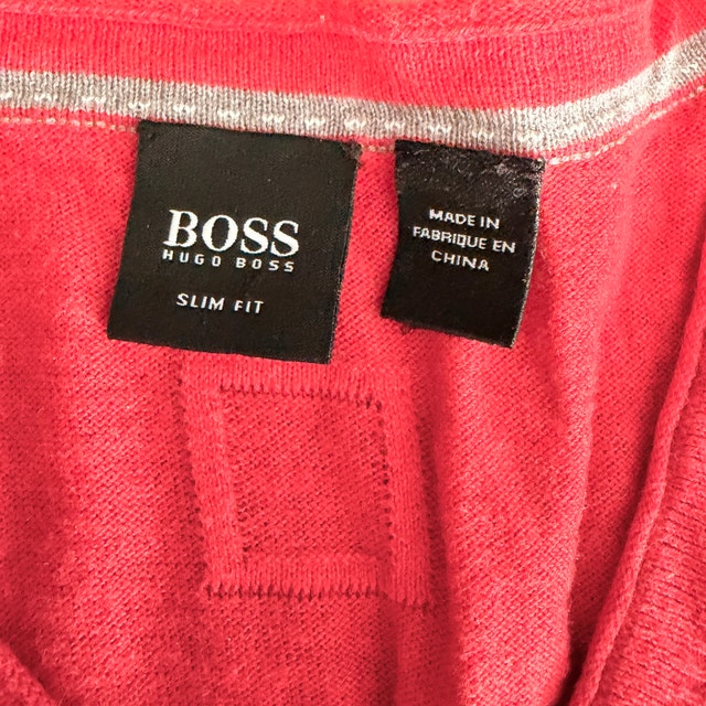 Hugo Boss Men's Salmon/Coral V-Neck Cotton/Silk Sweater - XL - photo 2