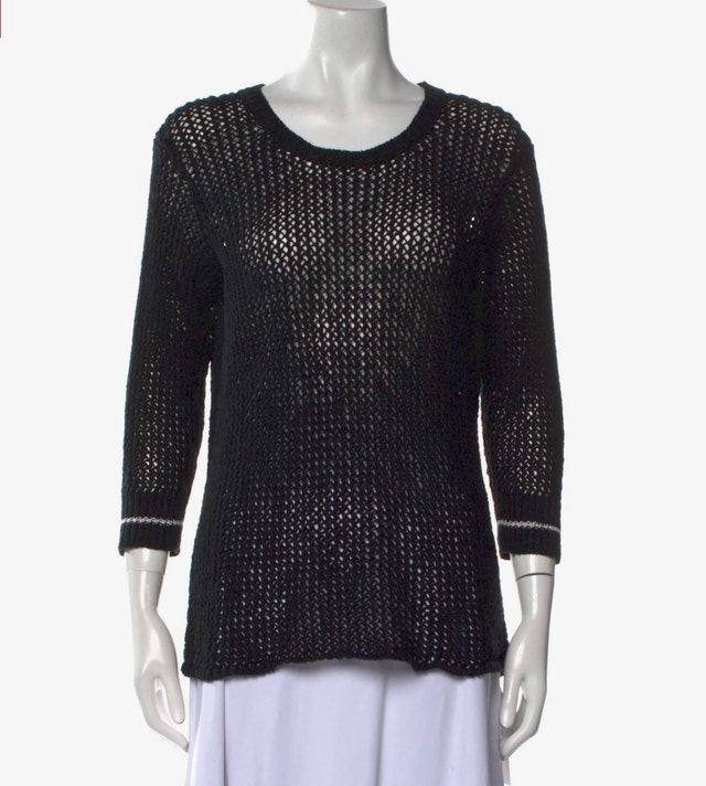 James Perse Black Scoop Neck Knit Sweater cotton/linen-Small - photo 2