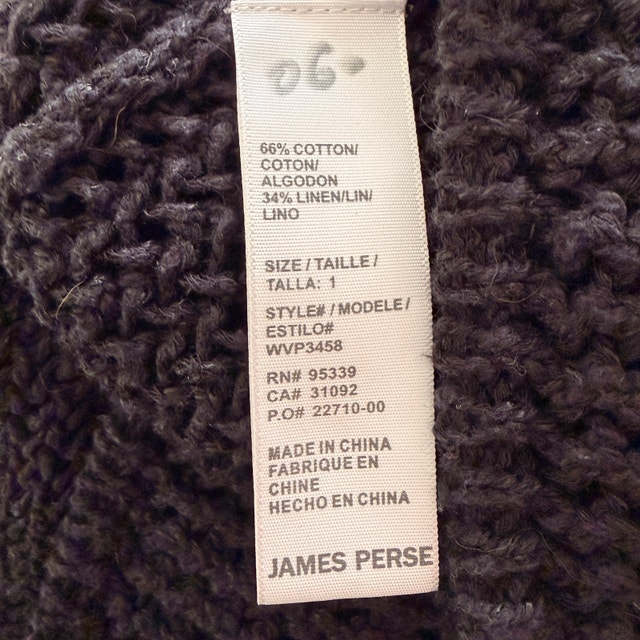 James Perse Black Scoop Neck Knit Sweater cotton/linen-Small - photo 5