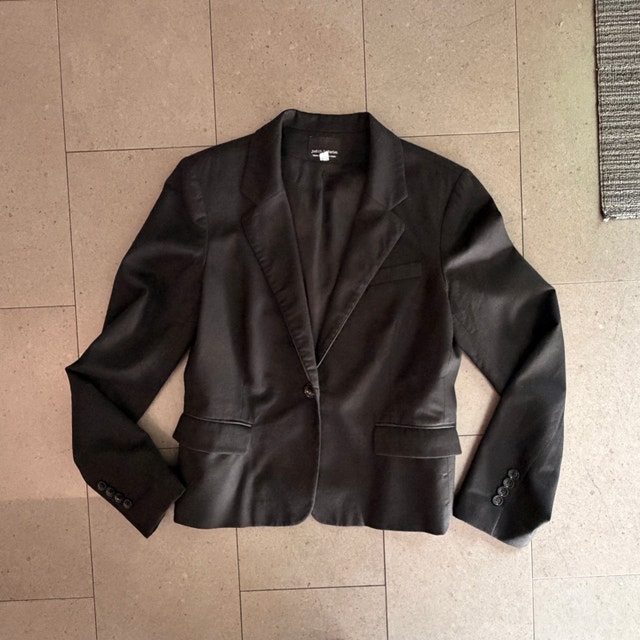 Judith & Charles Black Wool/Leather Short Blazer-Size 8