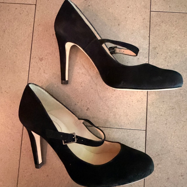 Browns Couture Mary Jane Black Suede Heel Pump - Size 37 - photo 4