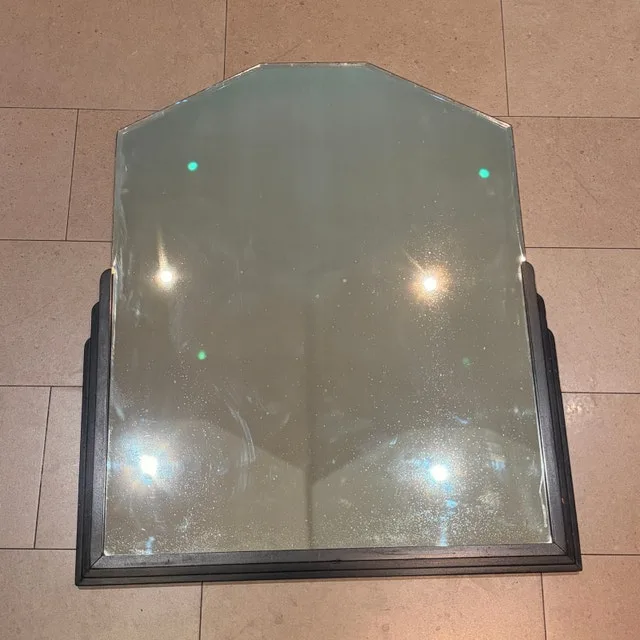 Art Deco Style Antique Vintage Bevelled Mirror on Wooden Base