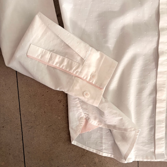 Ted Baker White shirt blouse Textured-pink contrast trim-Size 4 - photo 2