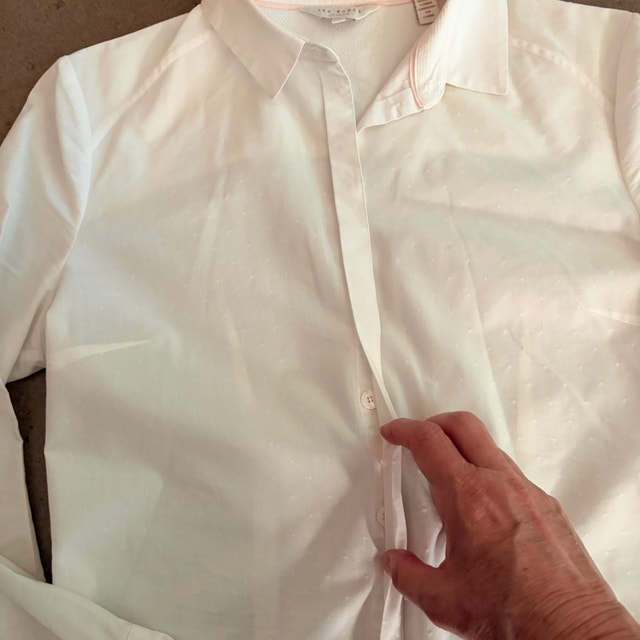Ted Baker White shirt blouse Textured-pink contrast trim-Size 4 - photo 4