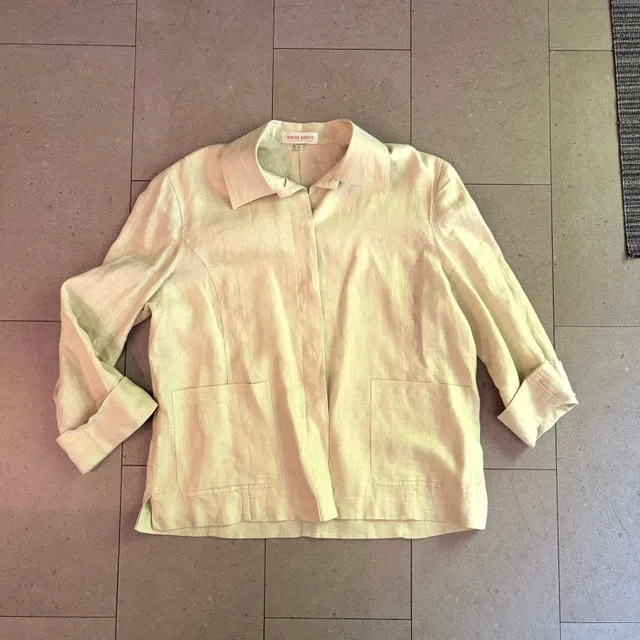 Spring Breeze Italian linen/cotton pale yellow jacket/blouse-XL