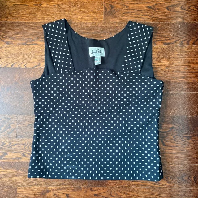 NEW Joseph Ribkoff black/white polka-dot sleeveless top-Size 14