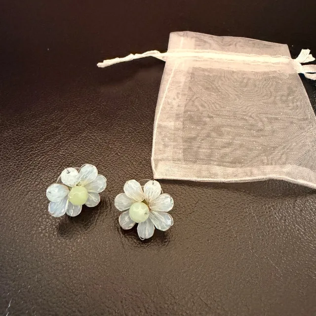 Blue flower pierced earrings - NEW in gift bag