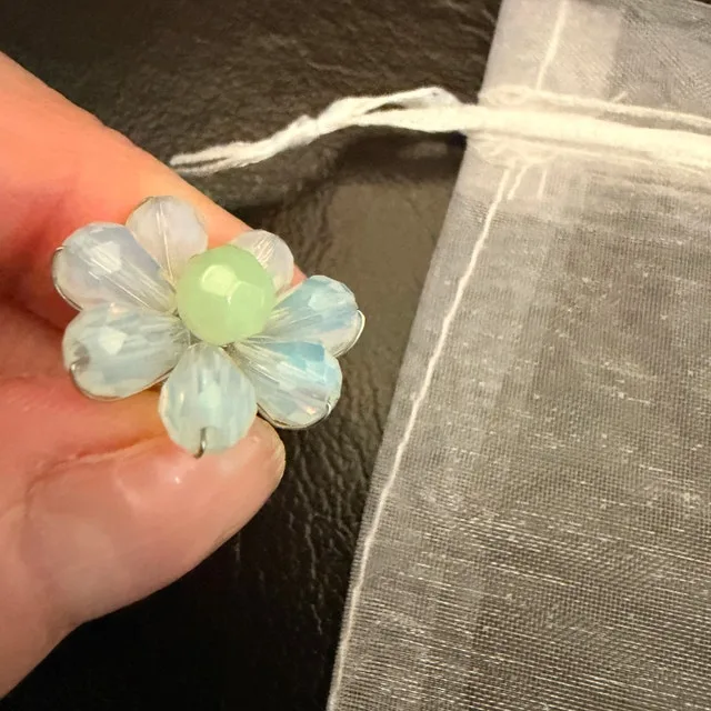 Blue flower pierced earrings - NEW in gift bag - photo 2