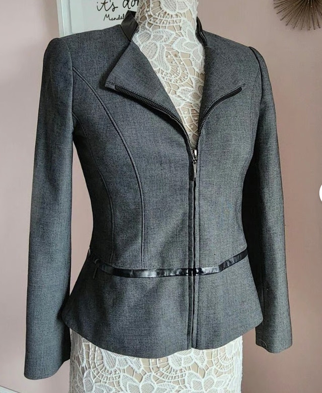 White House Black Market Blazer with faux leather trim-Size 6