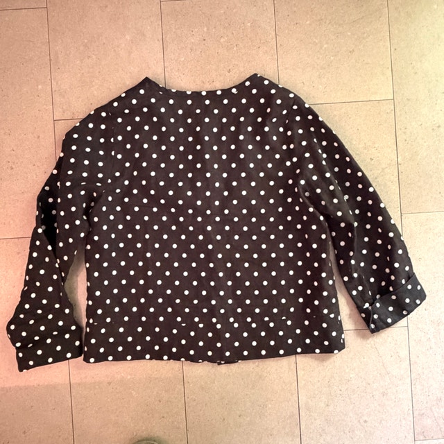 Flax black and white polka dot 100% Linen shirt Blouse-Size 4-6 - photo 5