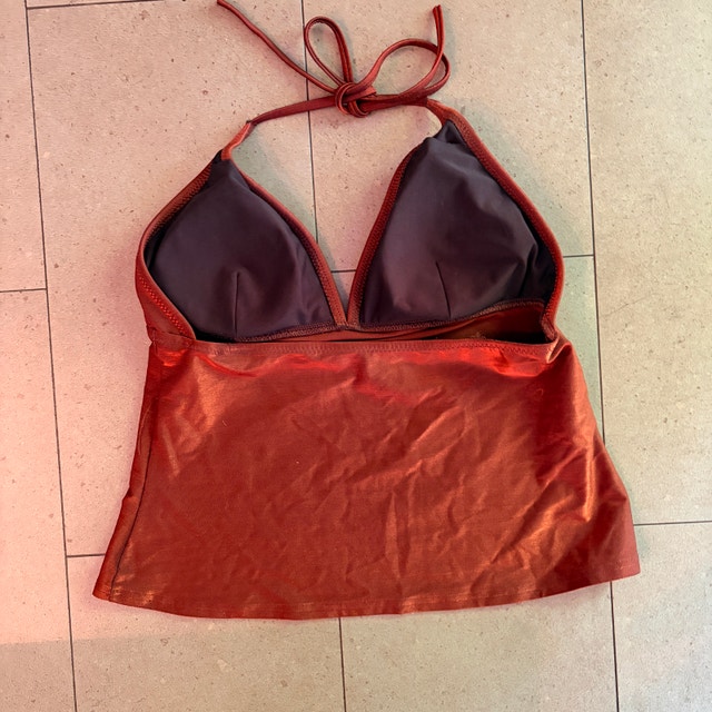 Metallic bronze-toned halter neck tankini/bikini top-Size 10 - photo 2