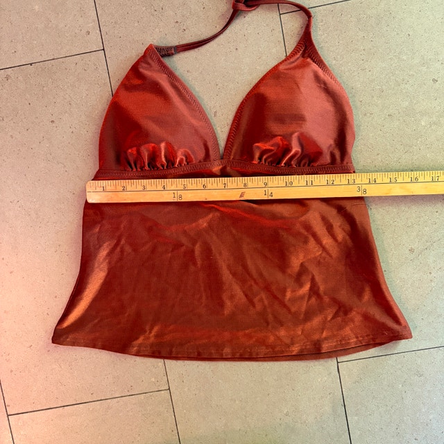 Metallic bronze-toned halter neck tankini/bikini top-Size 10 - photo 4