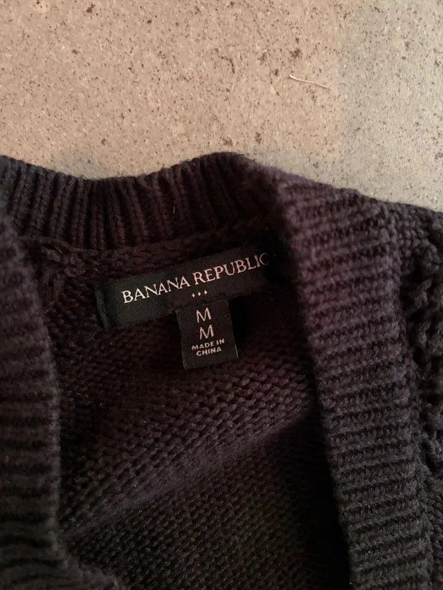 Banana Republic Black Pointelle Waterfall Knit Cardigan-MED - photo 3