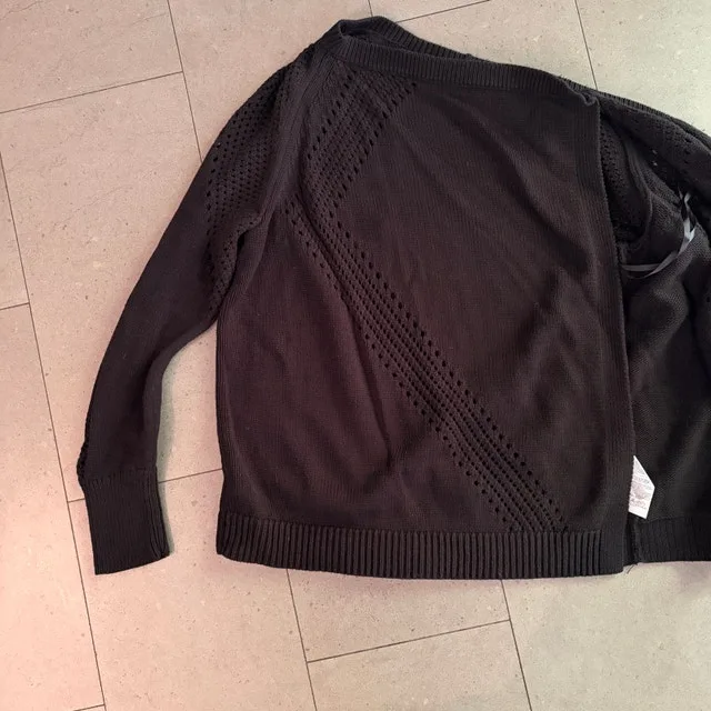 Banana Republic Black Pointelle Waterfall Knit Cardigan-MED - photo 4