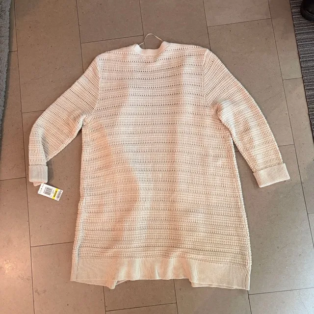NWT Charter Club Open Front Tan Cotton Blend Sweater/Cardigan M - photo 4