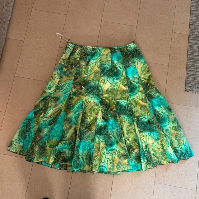 Vintage Y2k Linea Domani Aline Chartreuse Green Cotton Skirt-12 - photo 3