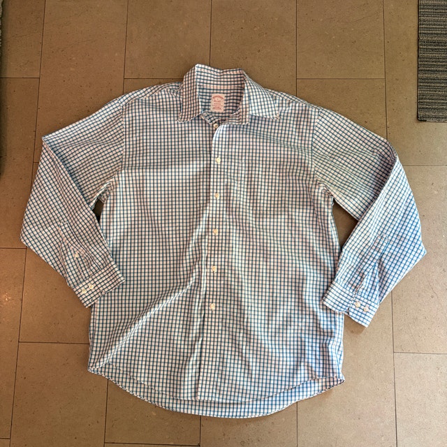 Brooks Brothers Madison Cotton Shirt white/blue/pink squares-Lar