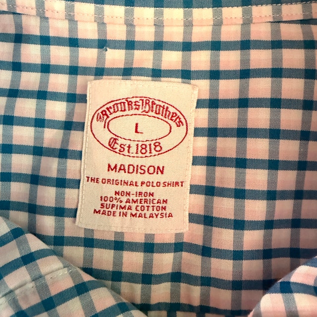 Brooks Brothers Madison Cotton Shirt white/blue/pink squares-Lar - photo 2