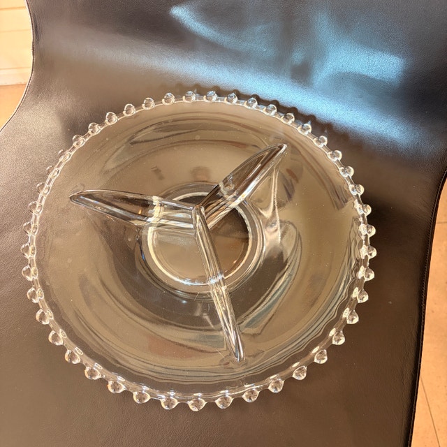 Vintage Imperial Glass Candlewick 3-Part Divided Serving Platter