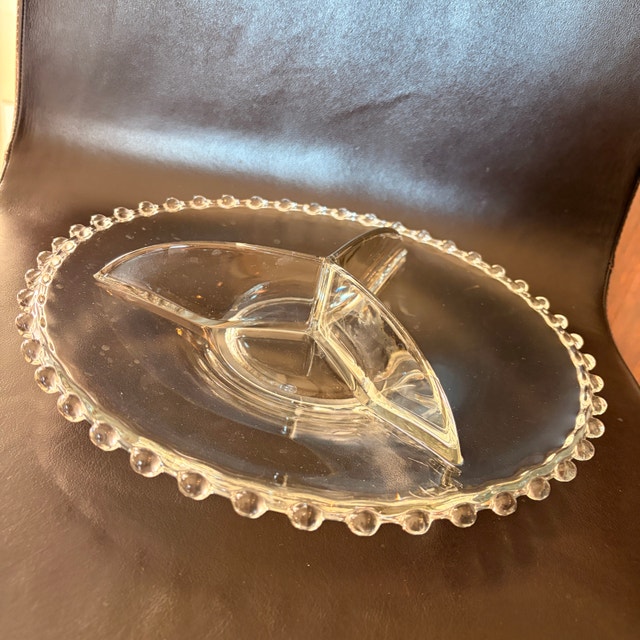 Vintage Imperial Glass Candlewick 3-Part Divided Serving Platter - photo 2