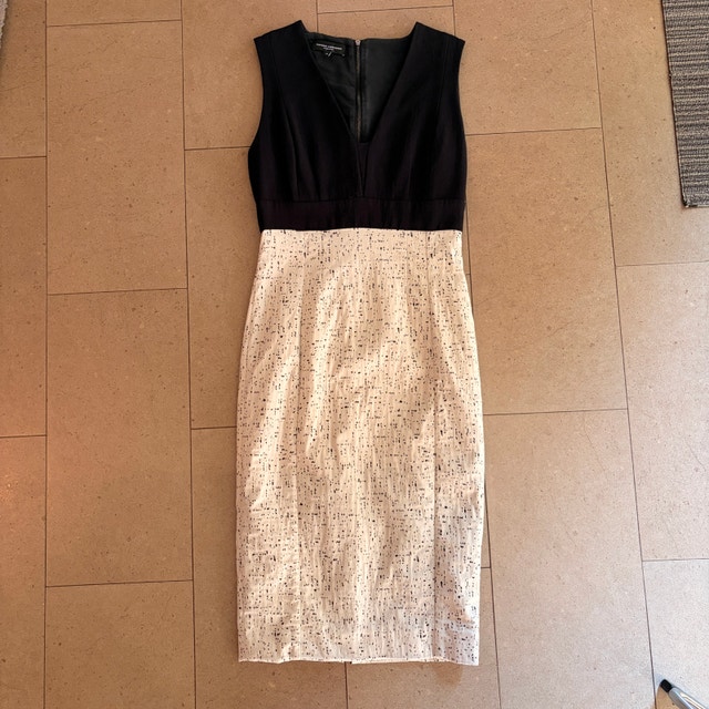 Narciso Rodriguez dress Black silk Top Tan lower-Sz.38 (US 2)