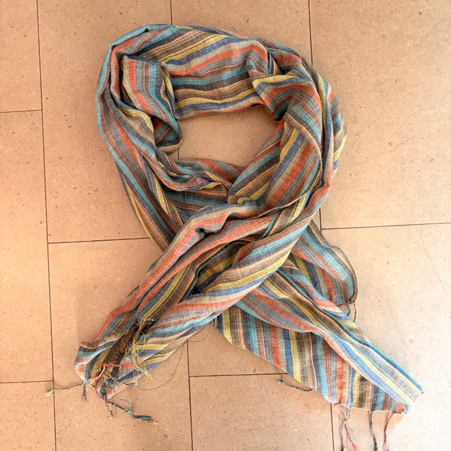 NEW Striped Multi-coloured linen scarf - 66" x 28"