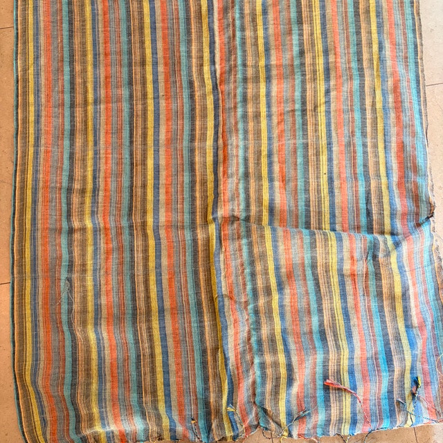 NEW Striped Multi-coloured linen scarf - 66" x 28" - photo 2