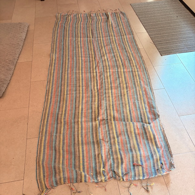 NEW Striped Multi-coloured linen scarf - 66" x 28" - photo 4