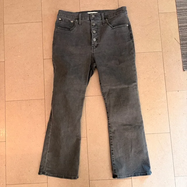 Madewell Faded Black Cali Demi-Boot Button-fly Jeans-Size 30