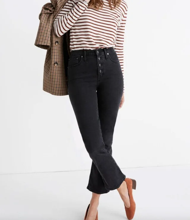 Madewell Faded Black Cali Demi-Boot Button-fly Jeans-Size 30 - photo 2