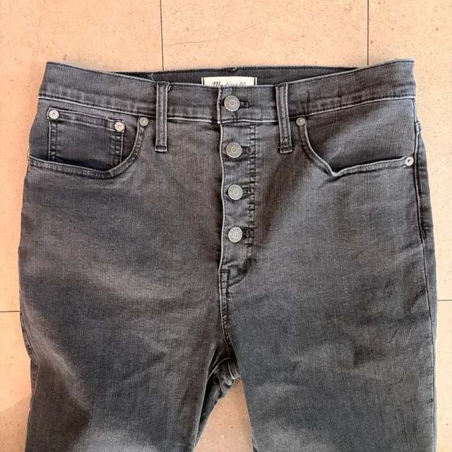 Madewell Faded Black Cali Demi-Boot Button-fly Jeans-Size 30 - photo 3