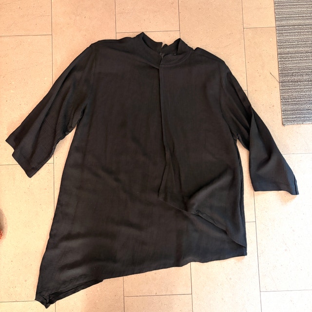 Kaliyana Black Asymmetric Linen Blend Tunic Blouse - Sz 10-14