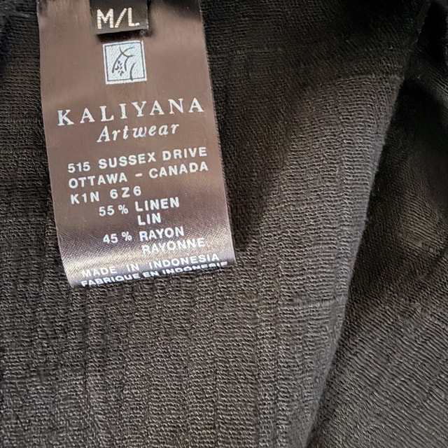 Kaliyana Black Asymmetric Linen Blend Tunic Blouse - Sz 10-14 - photo 5