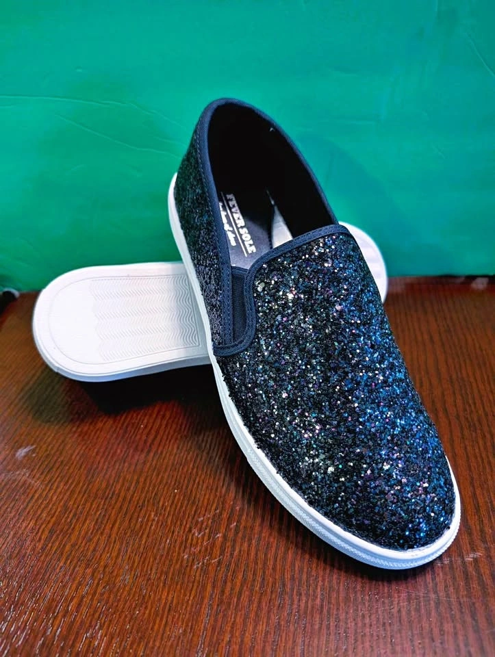 Women's Sequin Slip-on Sneakers (Navy Glimmer, Size 9)