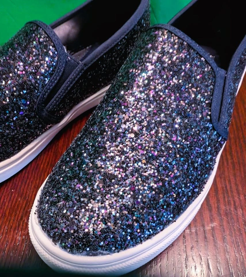 Women's Sequin Slip-on Sneakers (Navy Glimmer, Size 9) - photo 3