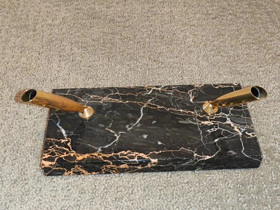 Vintage Sheaffer Double Pen Desk Base 8"x4" Nero Portoro Marble - photo 3