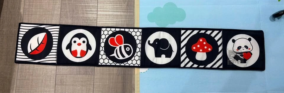 High Contrast Black and White Soft Cloth For Tummy Time - photo 2