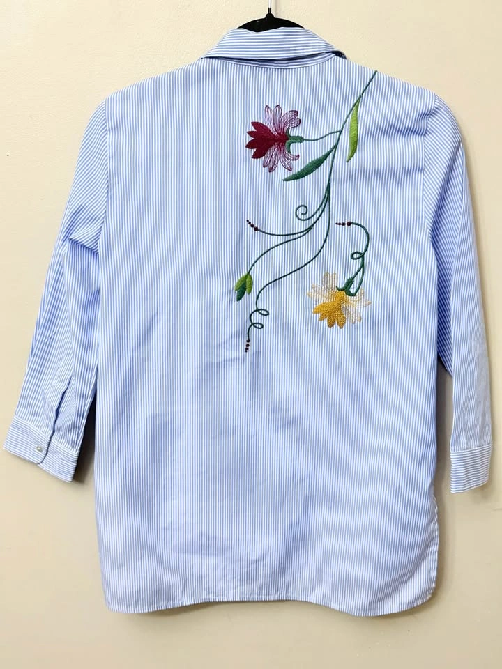 Zara Woman Embroidered Striped Shirt Size XS - photo 5