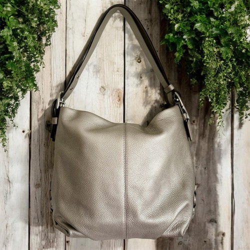 Coach Metallic Taupe Leather Hobo Shoulder Bag