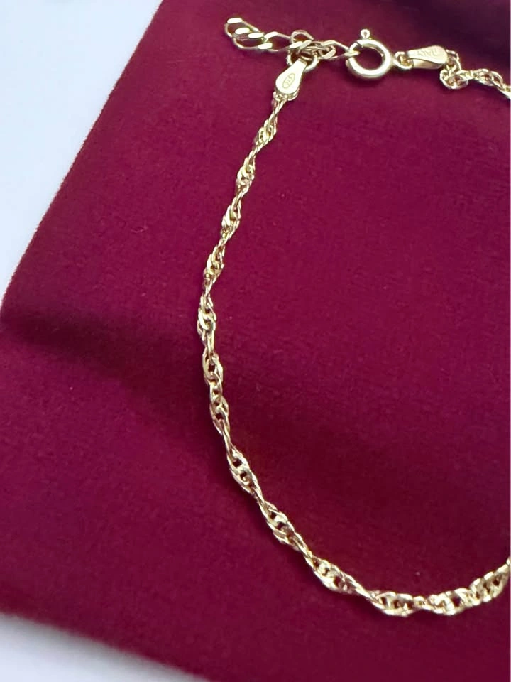 Gold Plated 925 Sterling Silver Rope Chain Bracelet Italy - photo 4